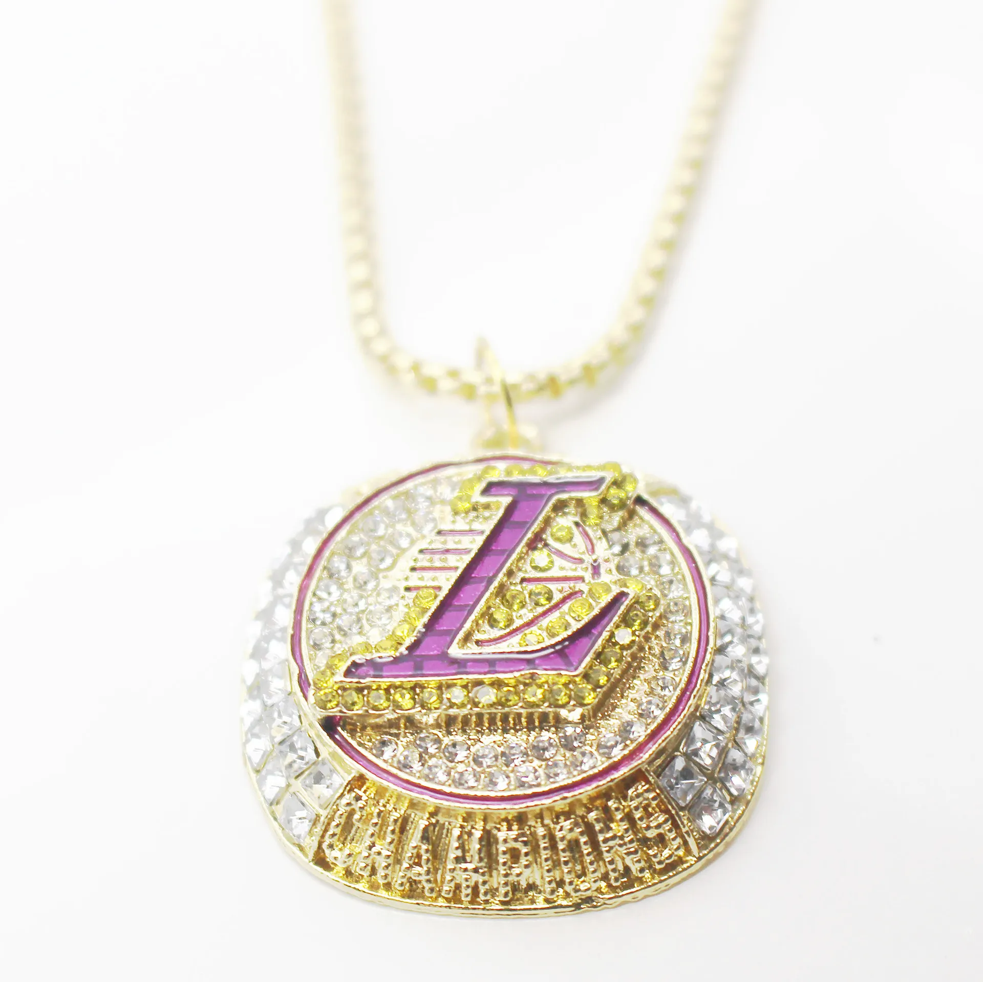 

Los Angeles Basketball Championship Necklace For Men Alloy Gold Long Choker Hip Hop Pendant Necklaces 2021 Fashion Jewelry Trend