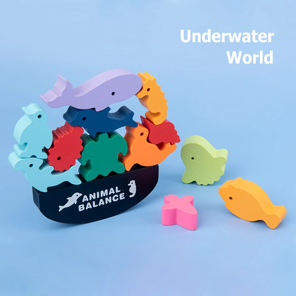 

12 Animals Kids Balancing Building Blocks Balance Game Montessori Blocks Educational Toy Assemble Toy Games Jigsaw