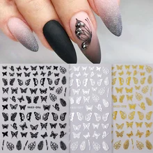 1PC 3D Nail Stickers Geometric Butterfly Colorful Mix Pattern Adhesive Stickers Summer Theme DIY Nails Decals Decoration