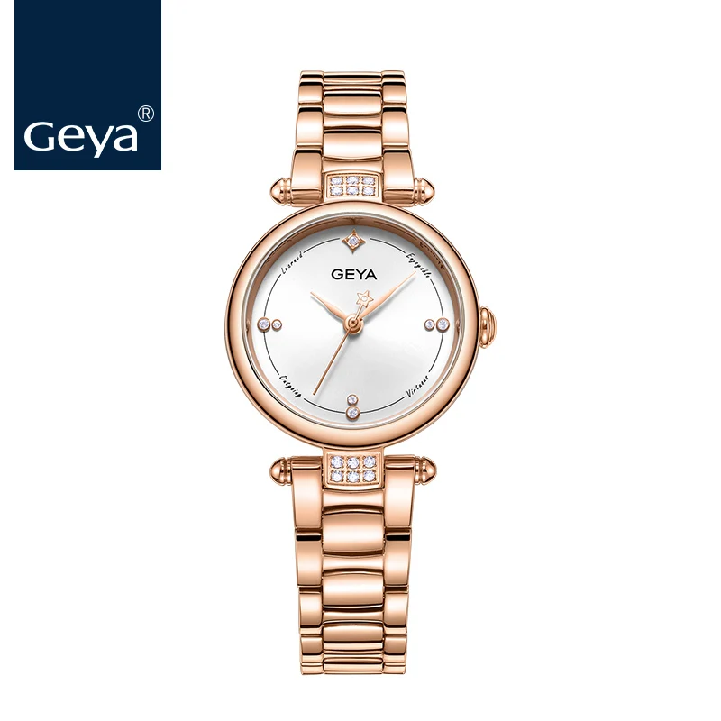 GEYA New Luxury Ladies Dress Watches Fashion Casual Woman Quartz Watch Ultra Thin Stainless Steel Girl Watch