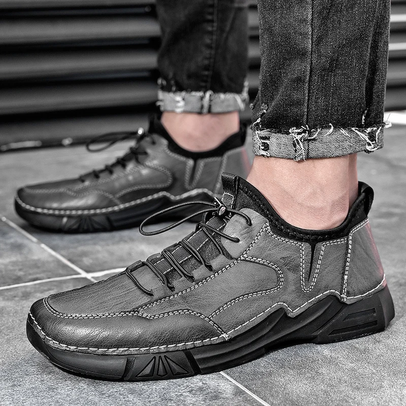 

Мужская модная спортивная обувь из натуральной кожи, хит продаж, молодежная трендовая индивидуальная уличная прогулочная мужская повседне...