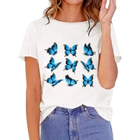 2021 summer lady cartoon animals butterfly hot sale white fashion tshirts clothes t shirt women cartoon new cute famale