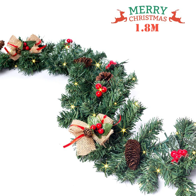 Рождественская гирлянда 1 8 м украшение с красными ягодами сосновые конусы