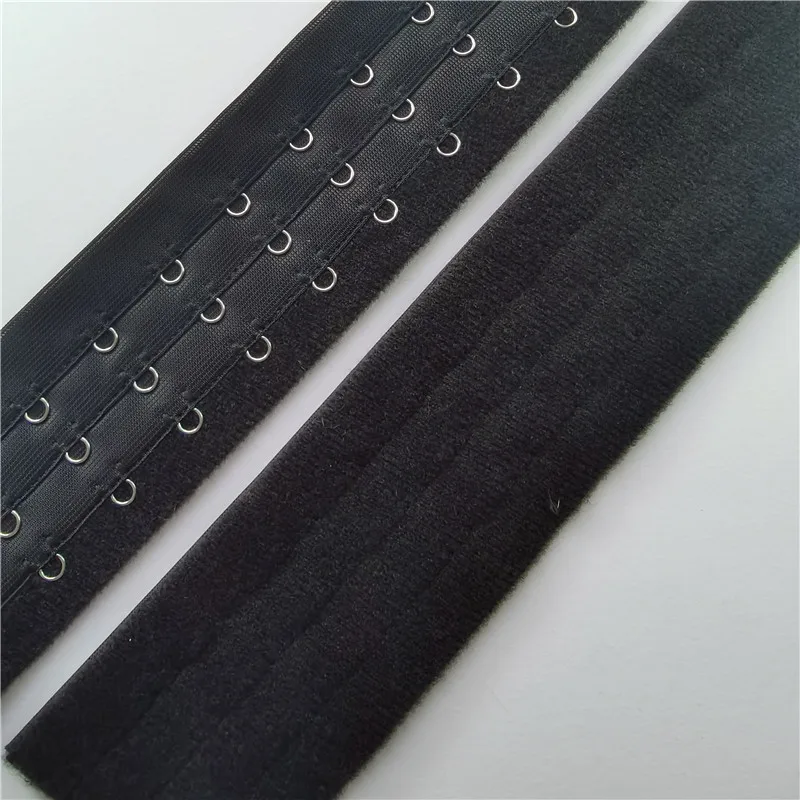 6 Sets 3 Row 14 Hooks Black Color Garment Closure 3 Lines Hook Eye Tape for Bra or Corset