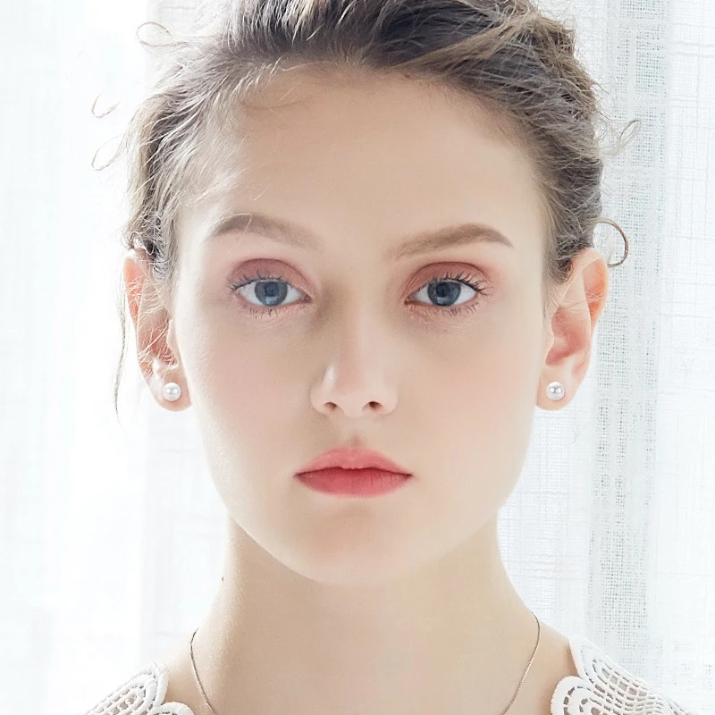 

Lnngy Real 925 Sterling Silver Stud Earrings for Women Simple Multicolor Natural Pearl Earrings Jewelry Fashion Ladies Jewelry