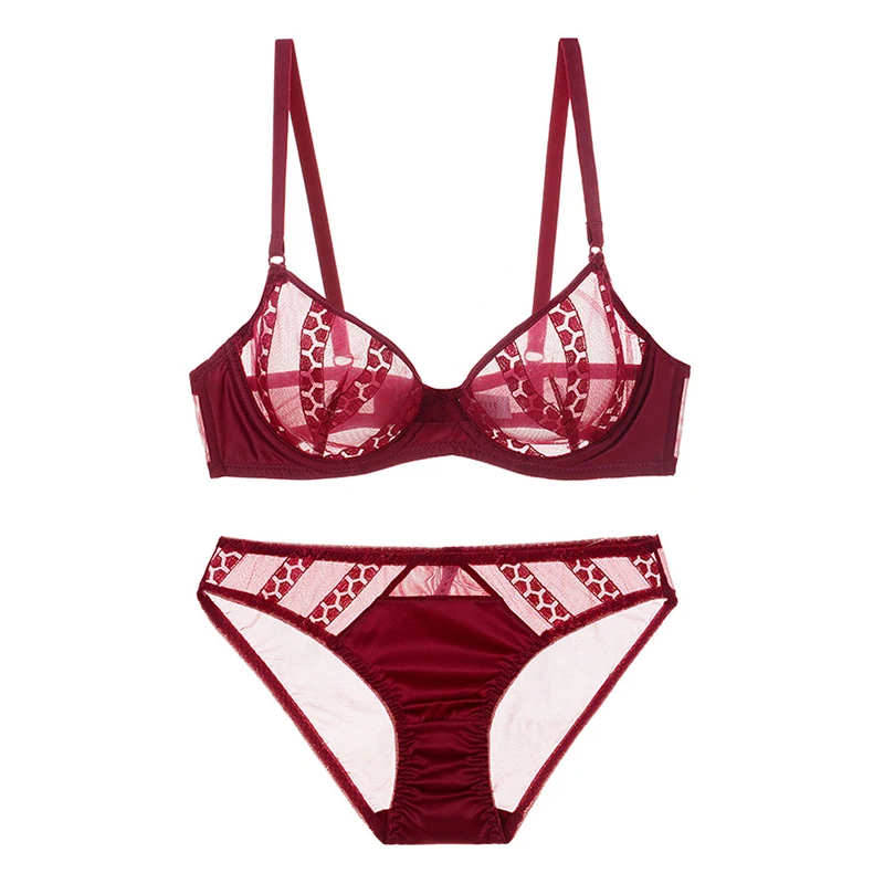 Комплект женского нижнего белья из ультратонкого прозрачного сетчатого