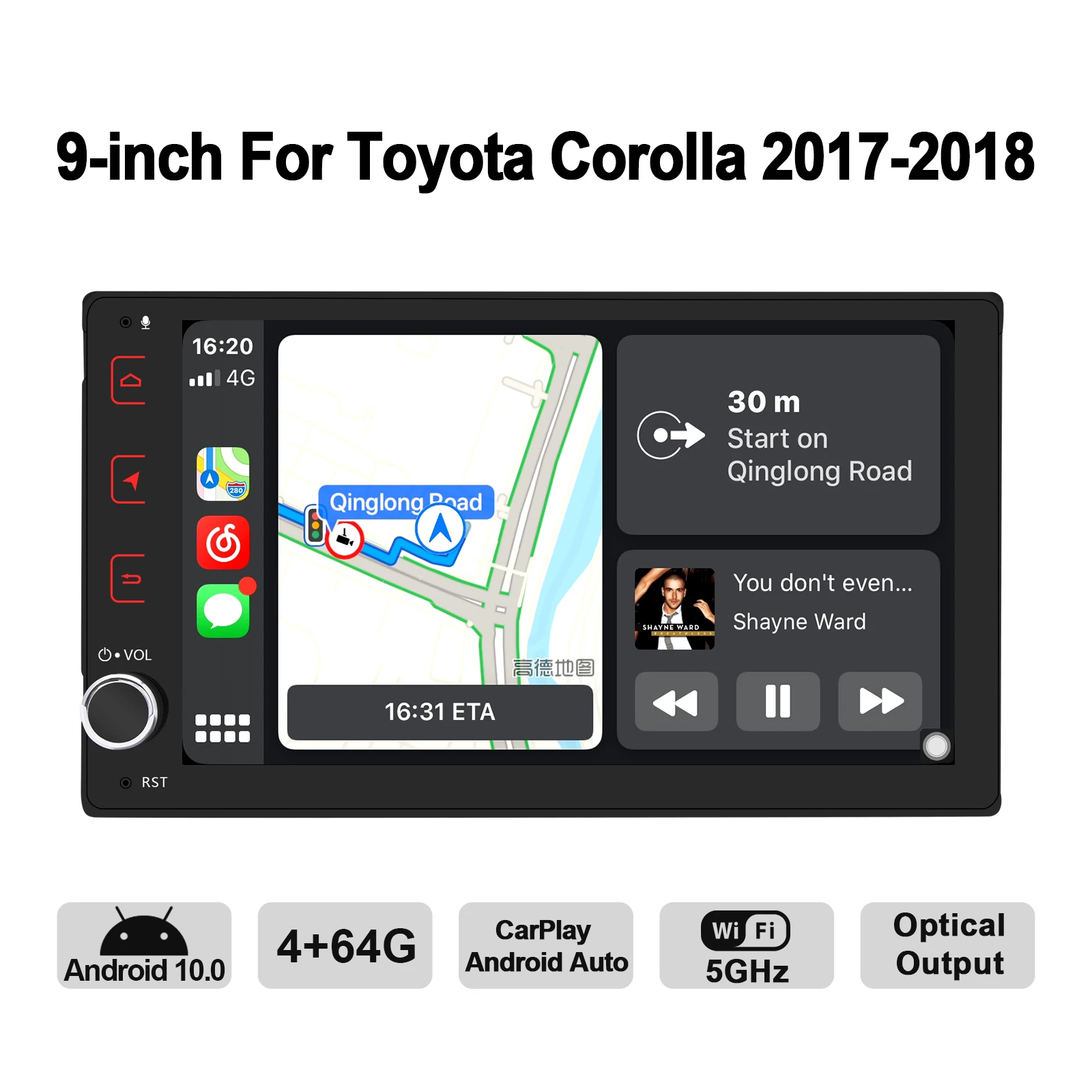 Автомобильный мультимедийный плеер JOYING Android 10 0 4 Гб + 64 ГБ 8 ядер для Toyota