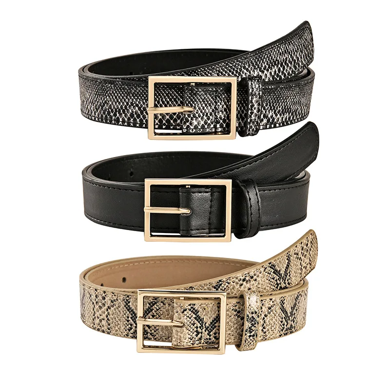

Luxury Women Belts Black Snake PU Leather Belt Female Waist Strap Belt Waistband Jeans Dress