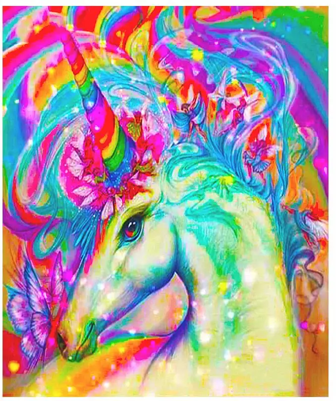 Круглая алмазная живопись с единорогом лошадью вышивка из драгоценных камней