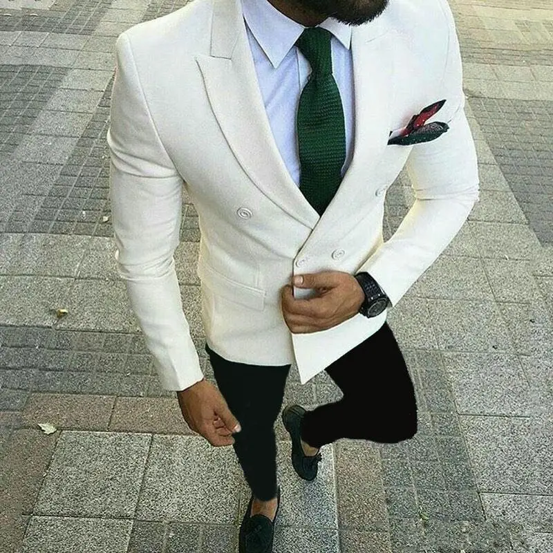 Business Suits for Men Attire Groom Tuxedos Double Breasted 2Piece Groomsmen Wear Man Outfit Blazer Costume Homme Terno Masculin | Мужская