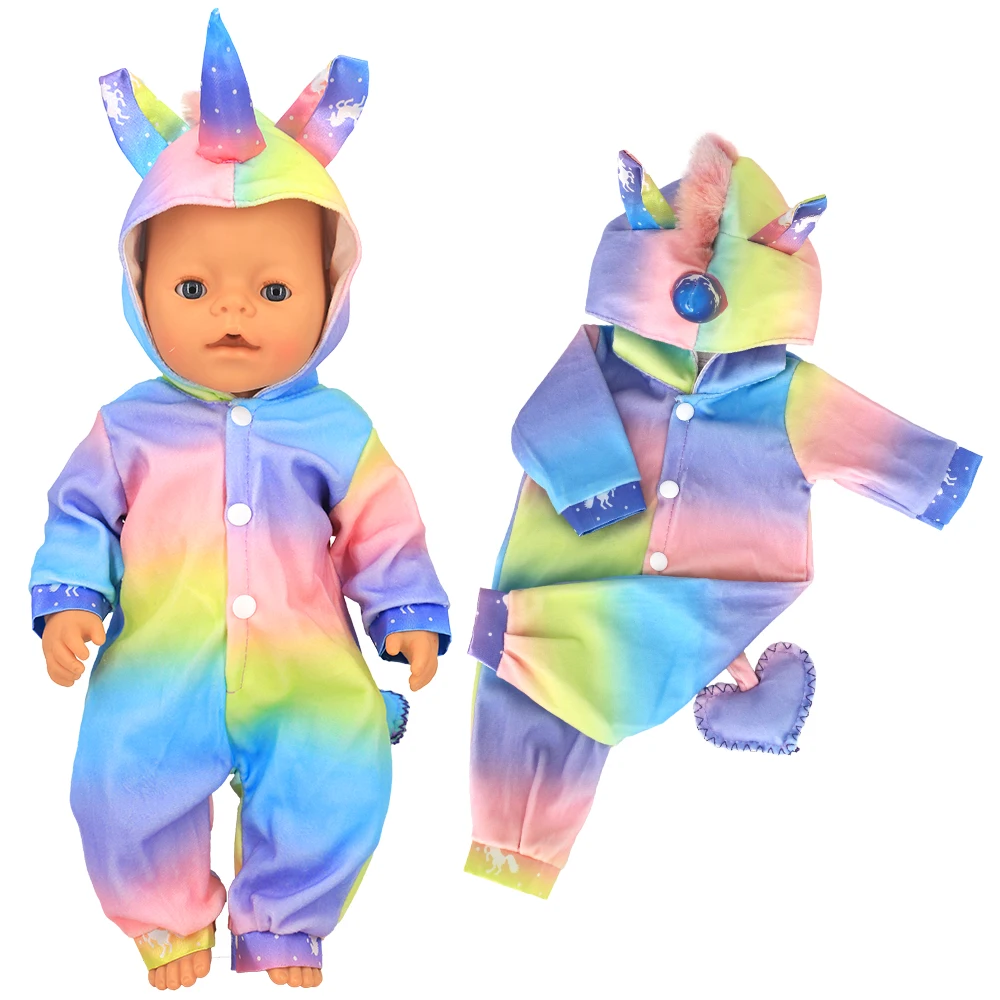 

14-16 Inch Doll Clothes Unicorn Jumpsuit fit 43cm New Born Baby Zapf Doll,American 18 Inch Girl Dolls Unicorn Clothes Accessory