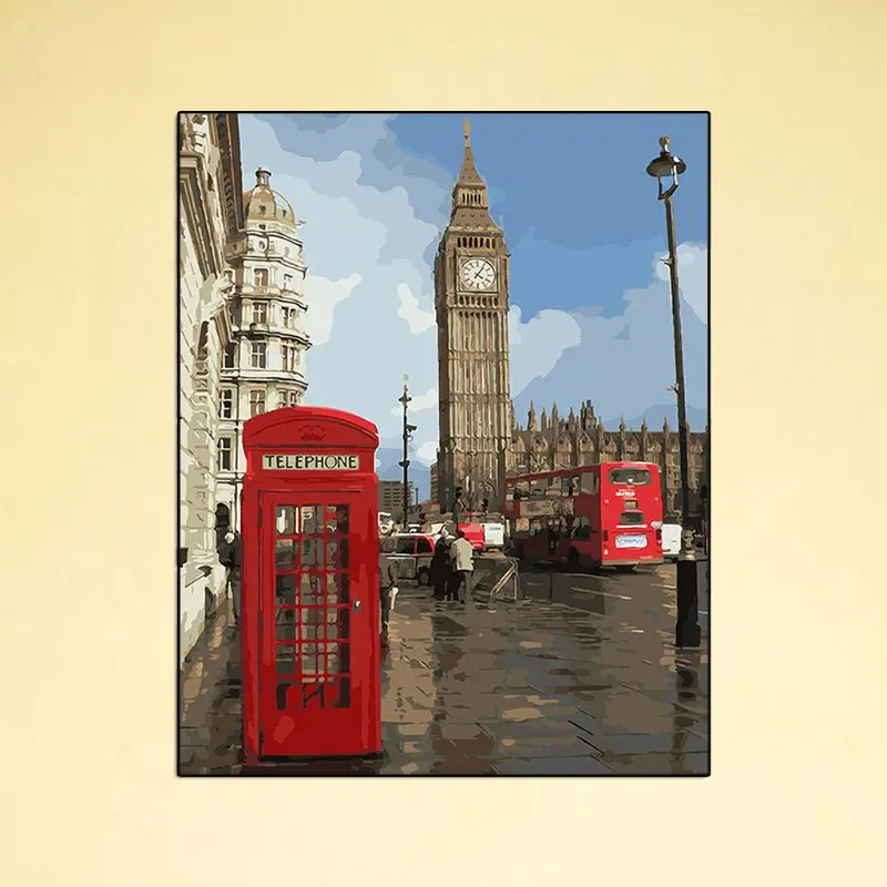 Лондон DIY живопись масляными красками по цифровому изображению номерам холст