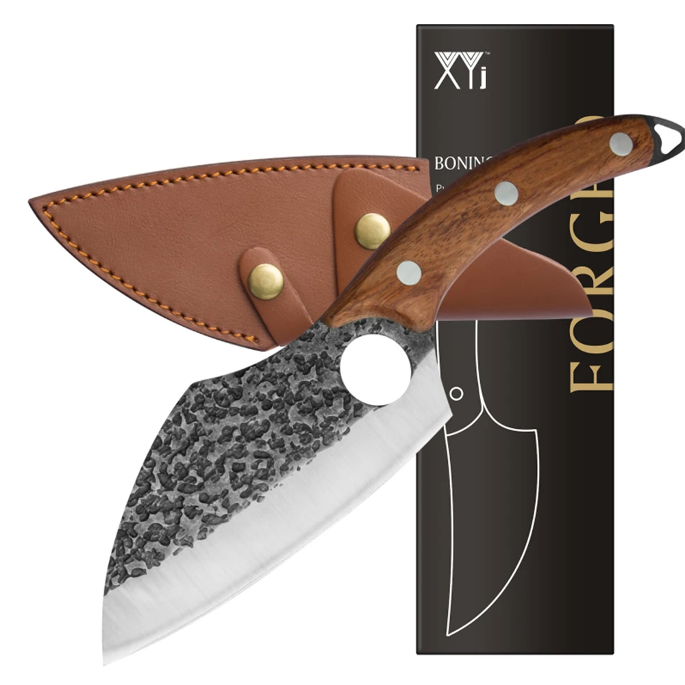 

XYJ Full Tang Outdoor Boning Knife Set Chefs Meat Slicer 6 Inch Stainless Steel Hunting Knife With Belt Loop Leather Sheath
