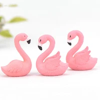 mini cute flamingo mini figures love resin animal office home decoration miniature figurines diy couple gift 1pcs