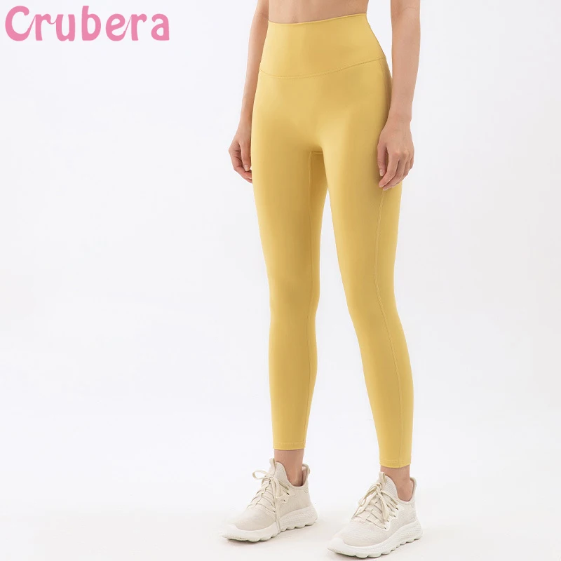 

CRUBERA No Embarrassment Line High Waist Nude Peach Hips Women's Tight-fitting Sports Fitness Pants Running Yoga Tights