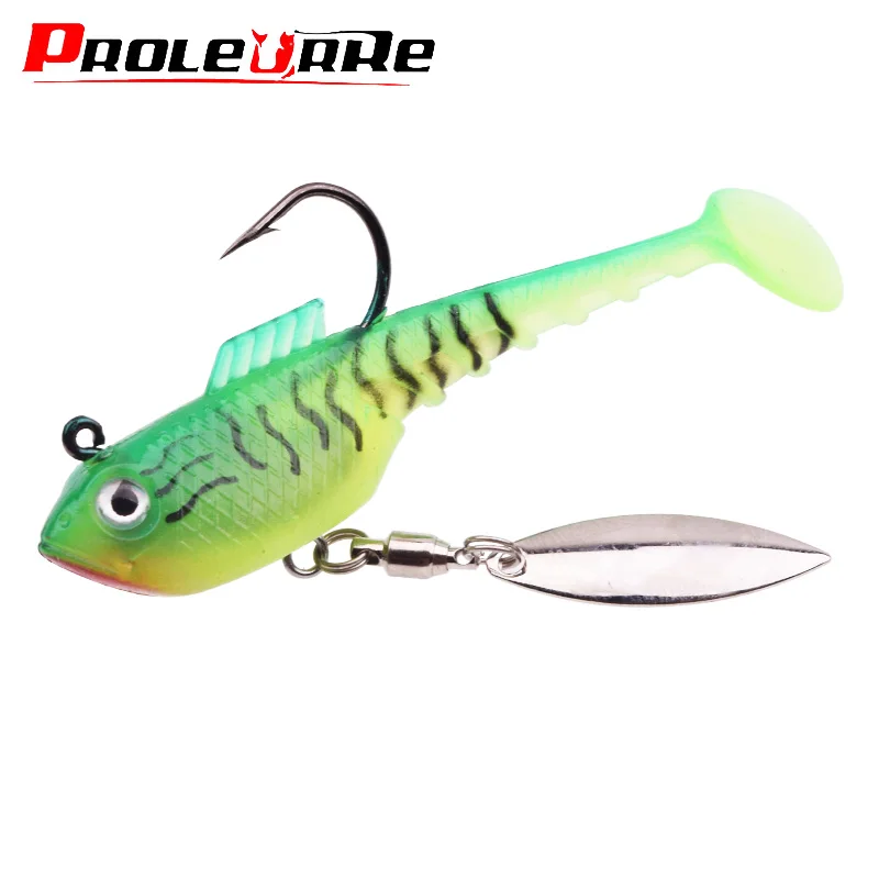

1PCS Rotating Spoon Sequins Silicone Soft Bait 70mm 11.5g Jig Head Wobblers Fishing Lure Artificial Swimbait for Sea Bass Pesca