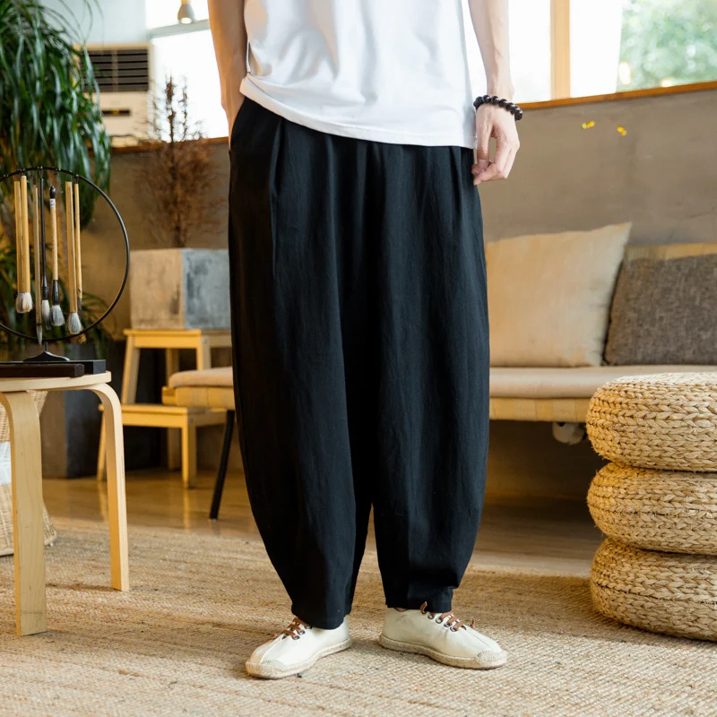

2021 Summer Autumn Korean Casual Pant Men Elastic Waist Full-length Harem Pant Men Japanese Sweatpants Male Trousers Streetwear