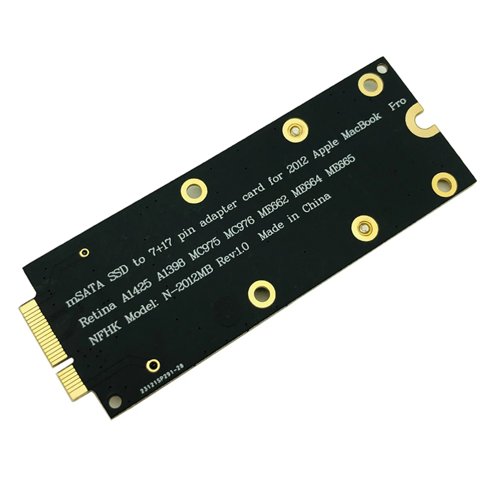 Новинка mSATA SSD к SATA 7 + 17 Pin адаптер карты 2012 для MacBook Pro MC976 A1425 A1398|Адаптеры карт
