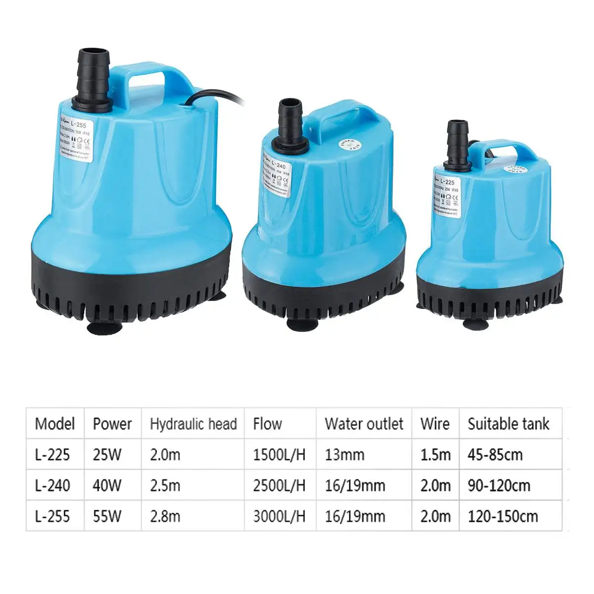 

25/40/55W Ultra-Quiet Submersible Water Pump Water Fountain Pump Filter Fish Pond Aquarium Tank 220V