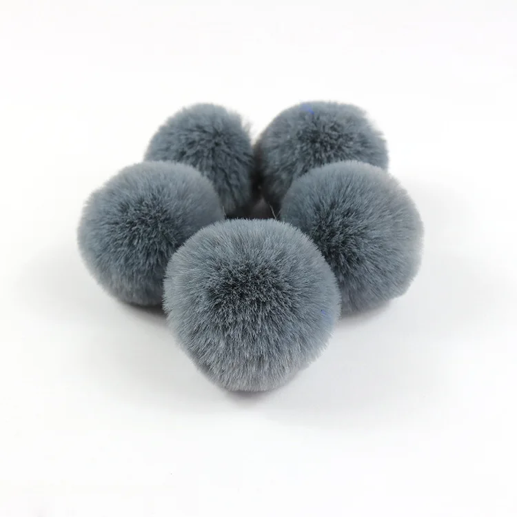 Medium gray 12 шт./лот, яркие искусственные помпоны-кролики, Меховые помпоны, 5 см, ручная работа, милые Меховые помпоны, шарики для шляп, брелки, помпоны, аксессуары для самостоятельного изготовления, подарки - Цвет: Medium gray