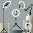 Цветная (RGB) светодиодный кольцевой светильник с штатив-Трипод стойка Luminaria светильник s светодиодный светильник с мобильный телефон Штатив для макияжа в прямом эфире Youtube большое кольцо лампы