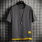 Футболка мужская с коротким рукавом, модная брендовая Свободная Повседневная рубашка в стиле Instagram, одежда для мужчин, лето 2021