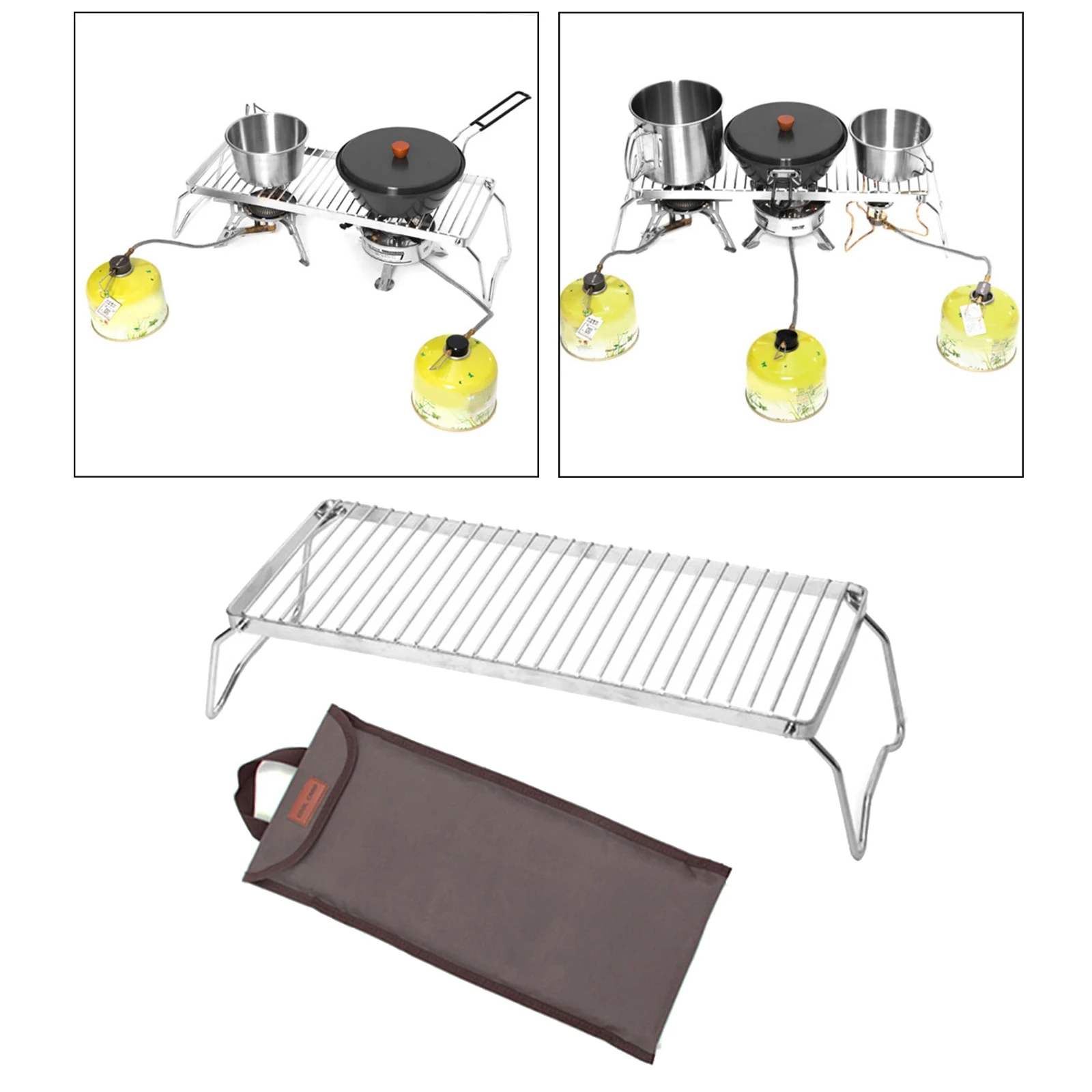 

Portable Outdoor Folding Campfire Grill Stainless Steel Grate Barbeque Grill Cooking Camping Grill Rack BBQ Gas Stove Holder