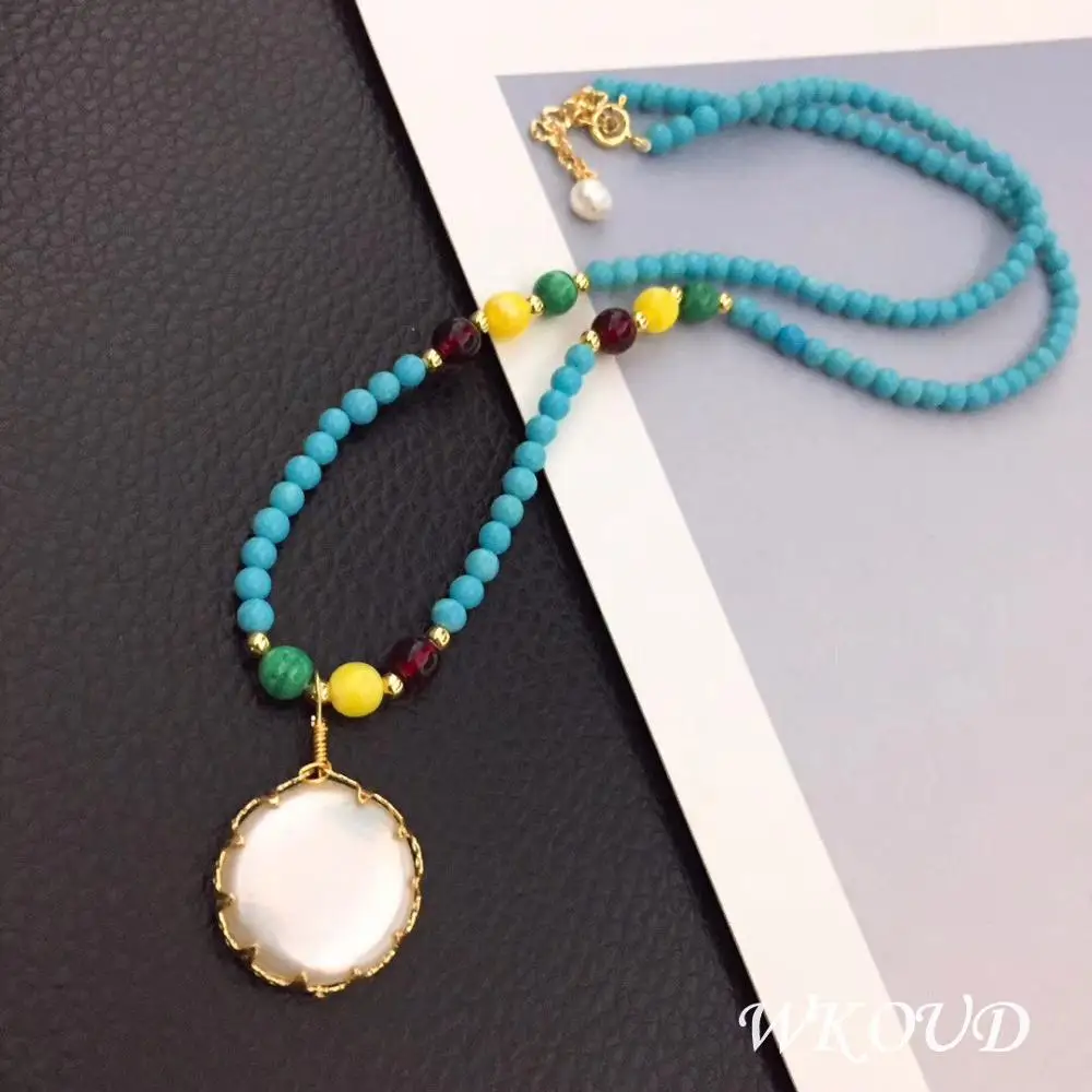 WKOUD жемчужные украшения барокко и бирюзовые цепочки ожерелье 14K позолоченные