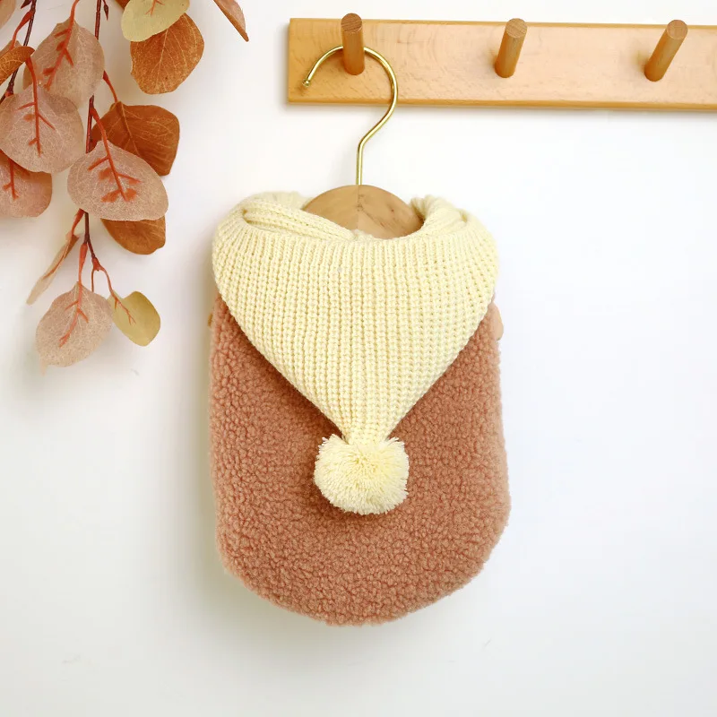 Одежда для собак и щенков толстовка шерстяная шапка жилет подходит маленьких