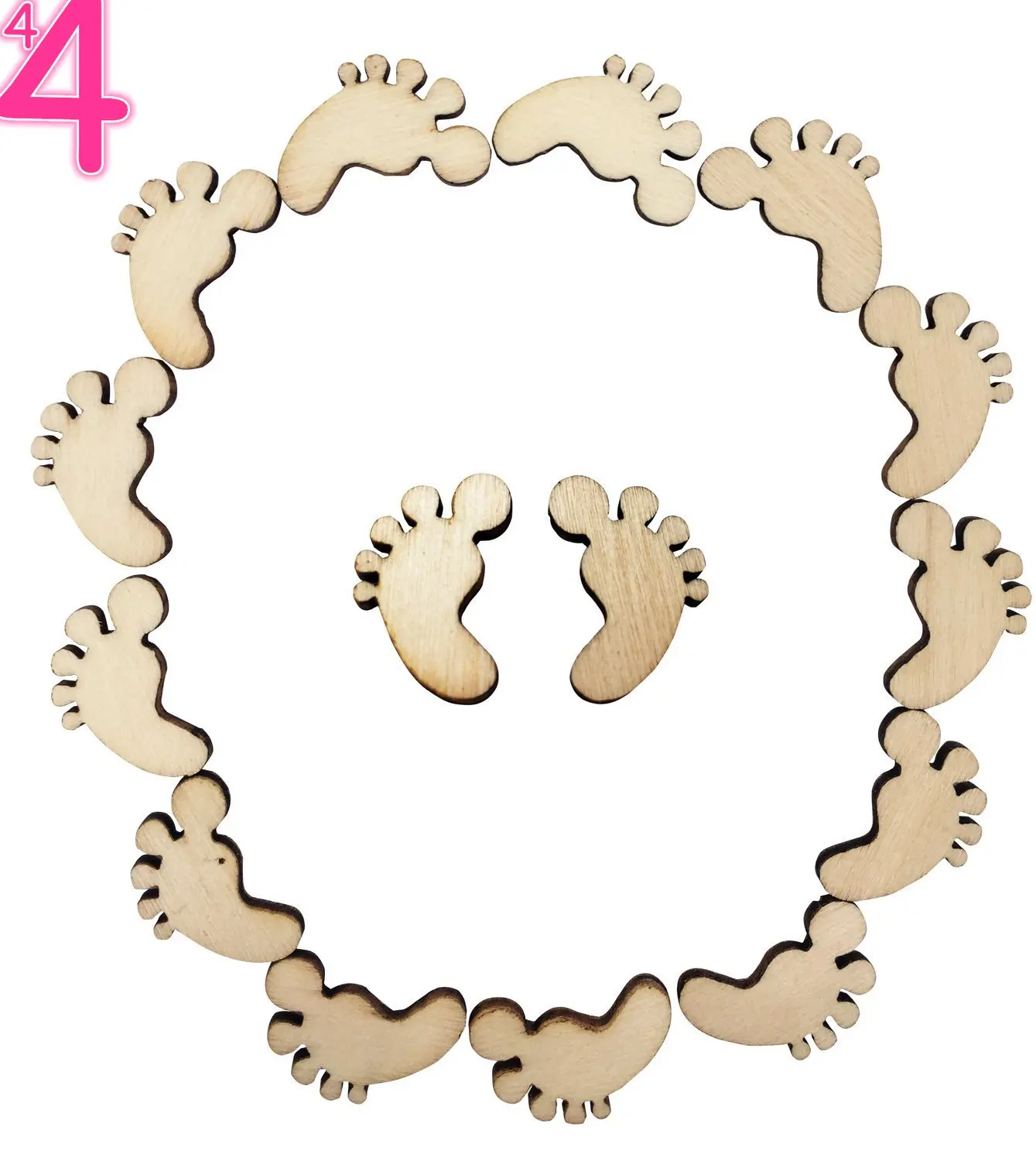 Baby Footprint Wooden Scrapbooking Embellishments 100 Pack Blank Wood Table Scatter for DIY Craft Shower | Дом и сад