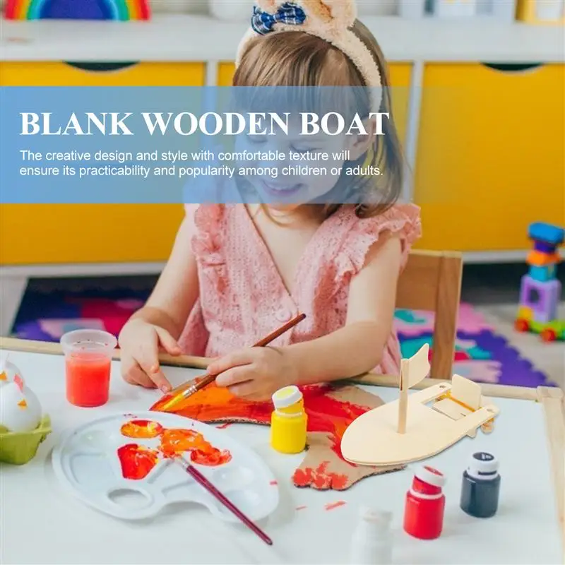 

3 Sets DIY Sailboat DIY Wooden Desktop Painting Graffiti Mini Boat Sailboat for Kindergarten