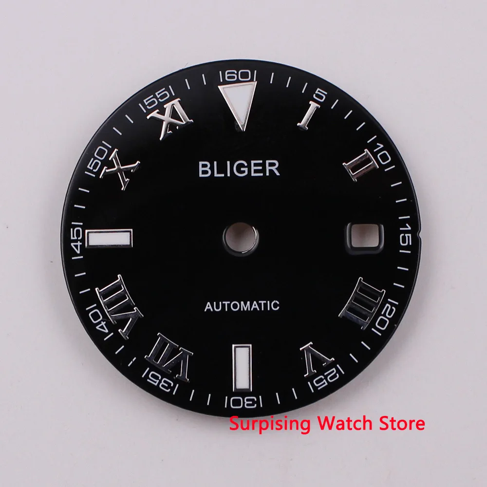 

29.2mm Bliger no logo luminous date window Watch Dial Arabic numerals nail fit ETA2824 2836;Miyota 8215 Automatic Movement