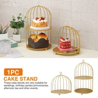 durable display plate cake stand bird cage shape desktop portable dessert kitchen tool party decor simple modern home universal