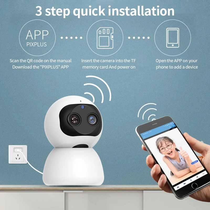 

PTZ Dual Len Zoom Wireless IP Camera WiFi 1080P H.265 IR Night Vision Voice Call WiFi Camera Security Surveillance