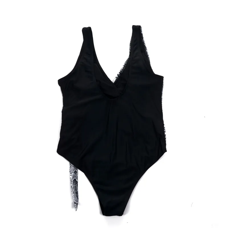 Sexy Women Snake Skin Printed Monokini Bodysuit Bikinis Swimming Bathing Swimsuit Color Patchwork Padded Bandage Beach Swimwear |