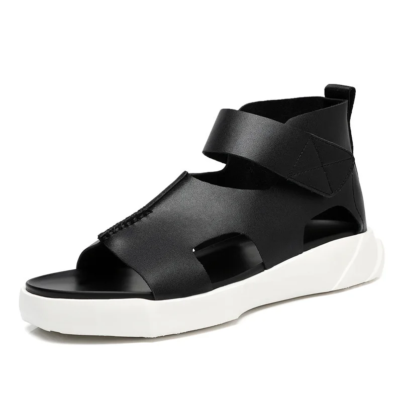 

Men High Help Derma Recreational Shoe Leather Sandals Fashion Women Leather Men Slippers Outdoor Shoes