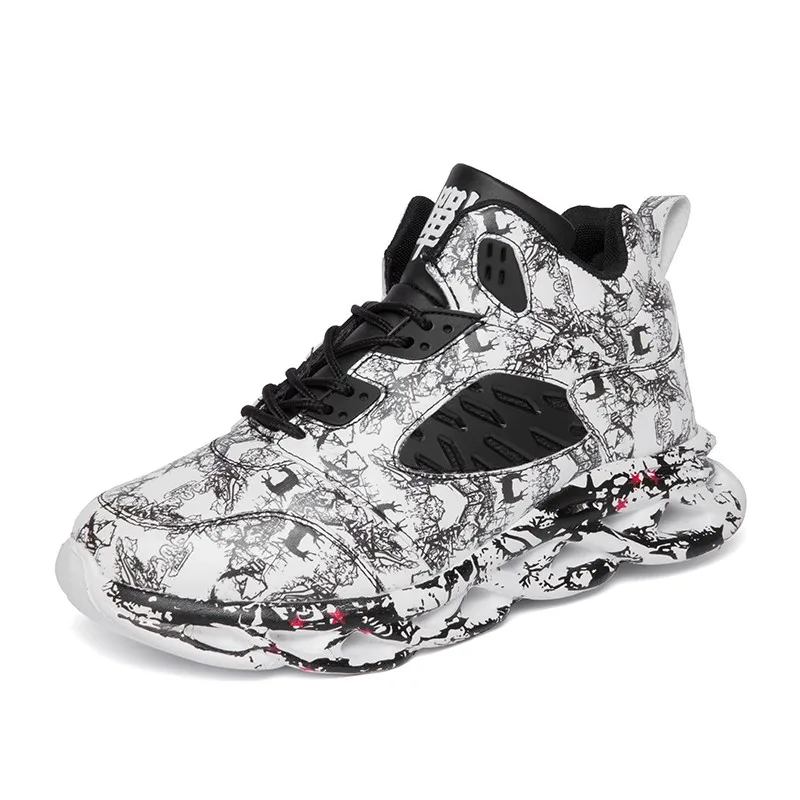 Кроссовки мужские высокие в стиле хип-хоп массивные сетчатые с высоким берцем и