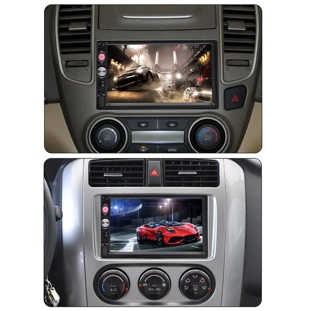 7 inch double spindle car MP4 MP5 player 70237 Bluetooth FM insert card reversing camera radio multimedia | Автомобили и