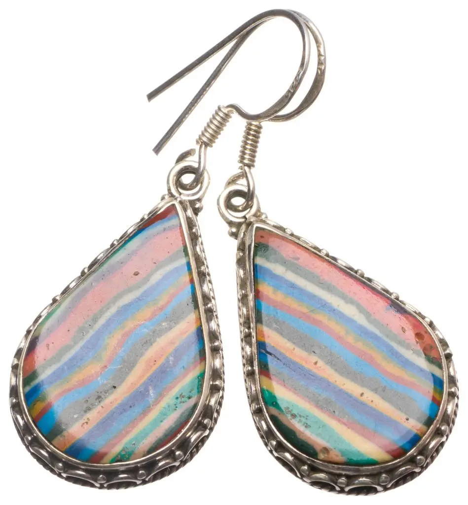 Натуральный Радужный камень calsilica ручной работы Винтажные серьги из