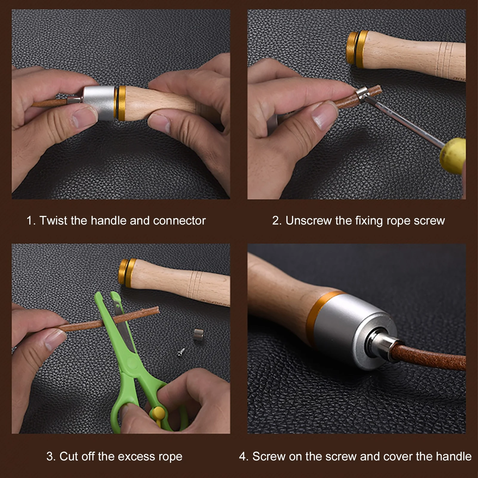 

Universal Metal Bearing Adjustable Wooden Handle Adult Faux Leather Jump Rope Fitness Equipment Accessories