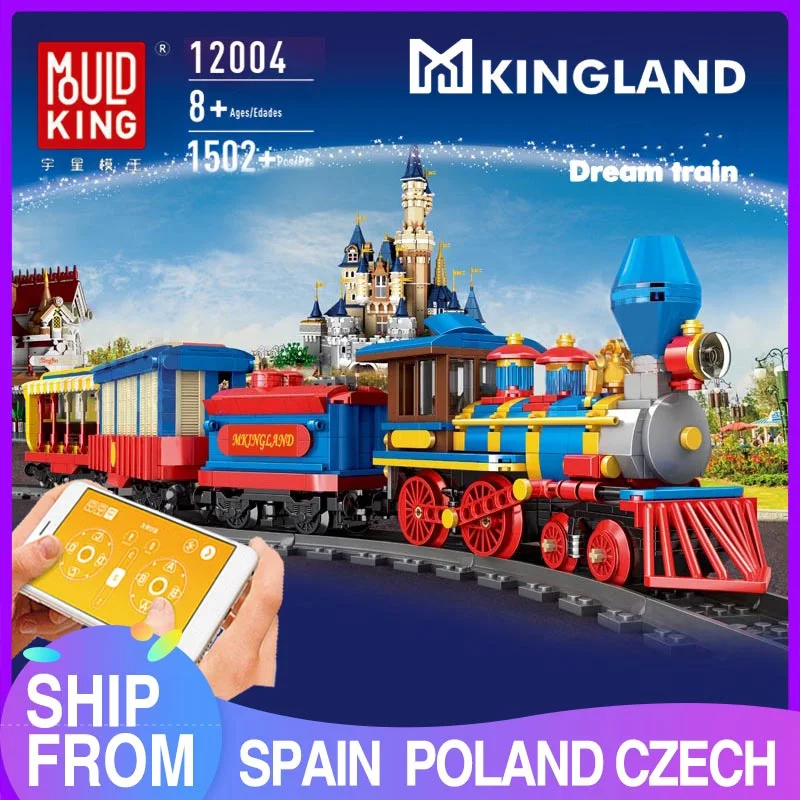 

Форма король MOC, поезд с дистанционным управлением, поезд мечты MKingLand, строительные блоки, кирпичи, детские развивающие игрушки «сделай сам»,...