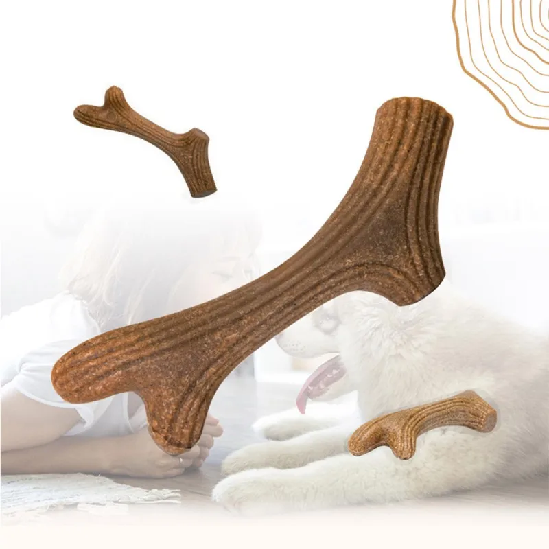 

Pet Dog Wood Plastic Antlers Bite Resistant Molar Toys Medium