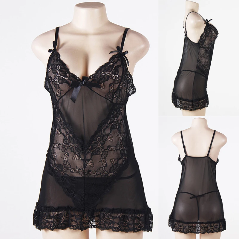 

HOTOhyeahlover Lace Babydoll Lingerie Sleeveless Disfraz Erotico Mujer Sexy Sleep Wear 7XL Plus Size Nighty Sexy Nightwear