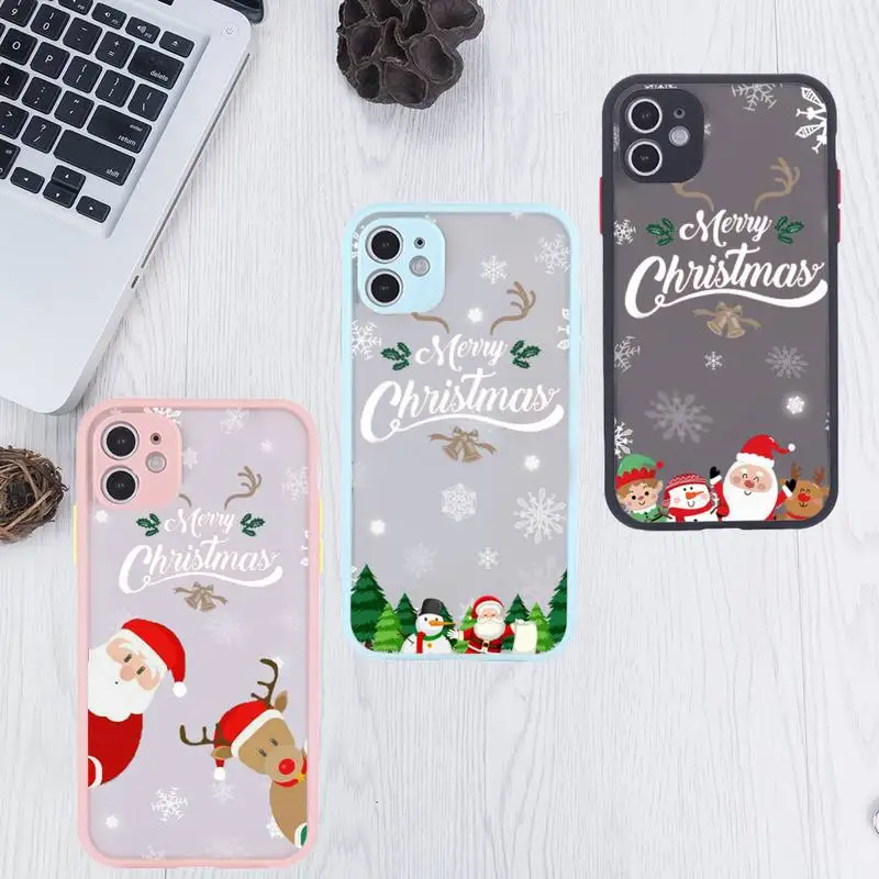 

Merry Christmas deer design Phone Case Clear Funda matte transparent For blue iPhone 7 8 x xs xr 11 12 pro plus max mini
