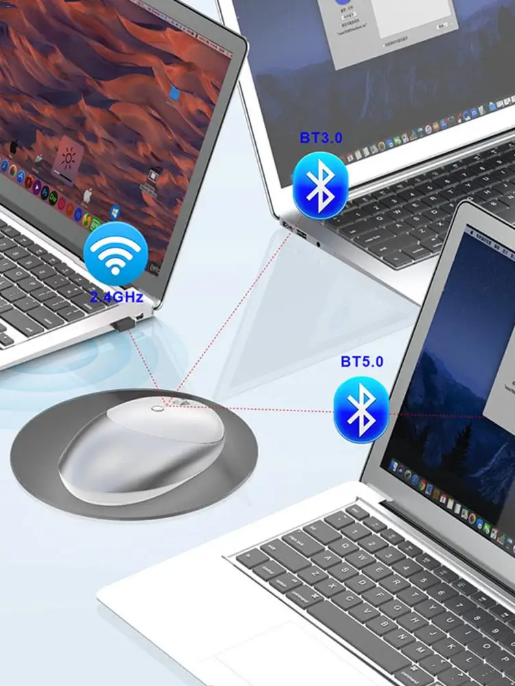 Беспроводной Мышь компьютерные Bluetooth бесшумный ПК sem FIO Перезаряжаемые 3 0 + 5 2 4 ГГц