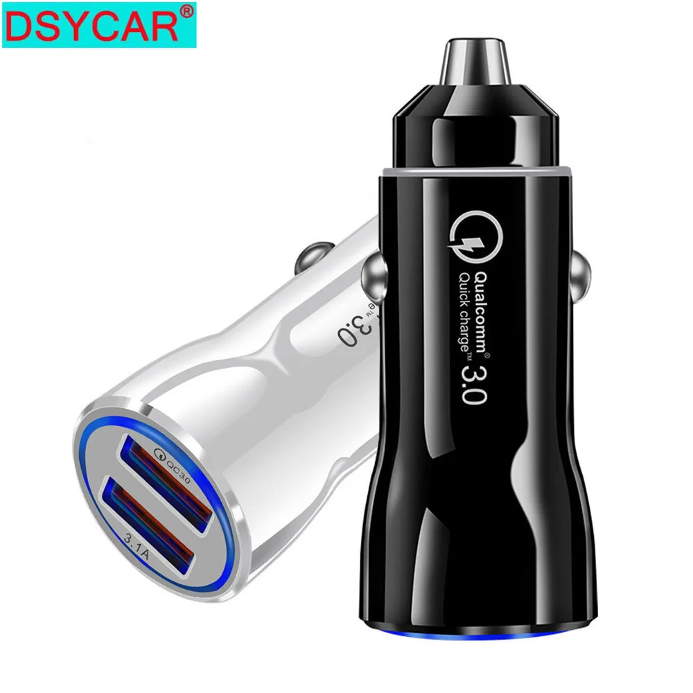 

DSYCAR 1Pcs Universal Dual Port USB Car Charger Quick Charge 3.0 3.1A for All Devices IOS Android Smart Phones Tablets New