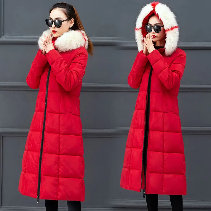 Женское зимнее пальто с капюшоном разноцветное большого размера Толстая теплая