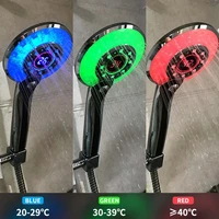 colorful led anion shower spa shower head pressurized water saving temperature control colorful light handheld big rain shower