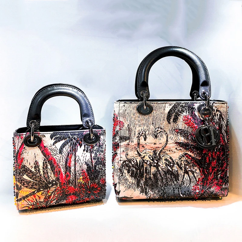 

Тяжелая ручная работа, бисероплетение, вышивка, ретро, сумка большой вместимости, Женская Новая мода, универсальная, Диагональная Сумка чер...