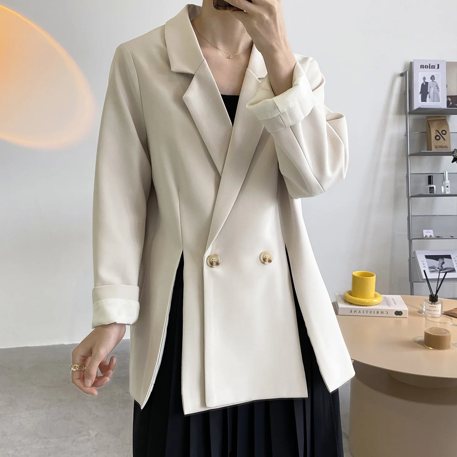 

2021 New Women Spring Blazer Coat Turn Down Collar Blazer Feminino Vintage Ladies Coat Casaco Feminino Tops For Women Blazers